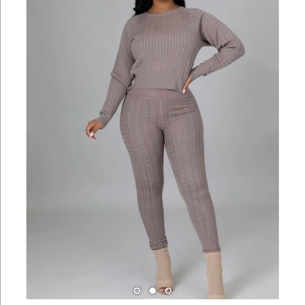 Mauve knit sweater with matching leggins